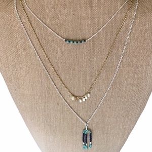 NEW triple strand long necklace with beads